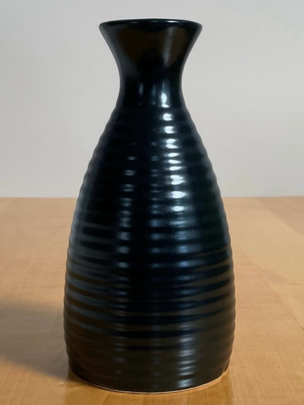 Pier 1 Ribbed Black Stoneware Bud Vase Modern Japandi Minimalist Decor